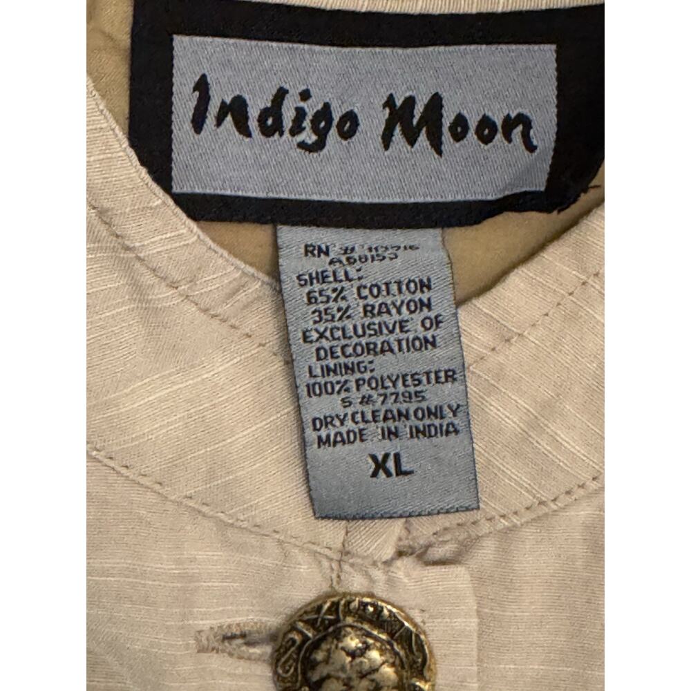 Indigo Moon Embellished Jacket Sz XL BOHO CHIC Embroidery beaded Artsy Old Money - Picture 8 of 9